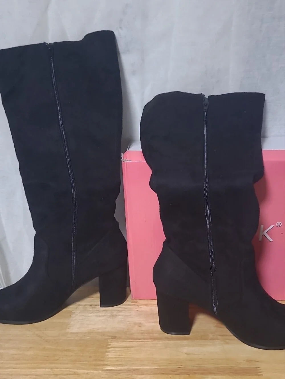 Allegra K Black Over-the-Knee Block Heel Boots